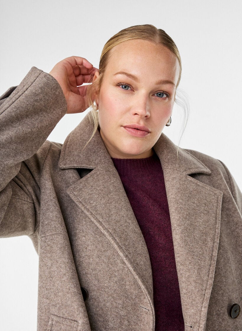 Manteau court &agrave; boutonnage crois&eacute;, Beige, Image image number 0