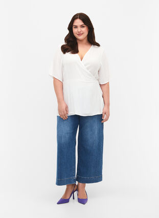 Viscose blouse met wikkel, Bright White, Model image number 2