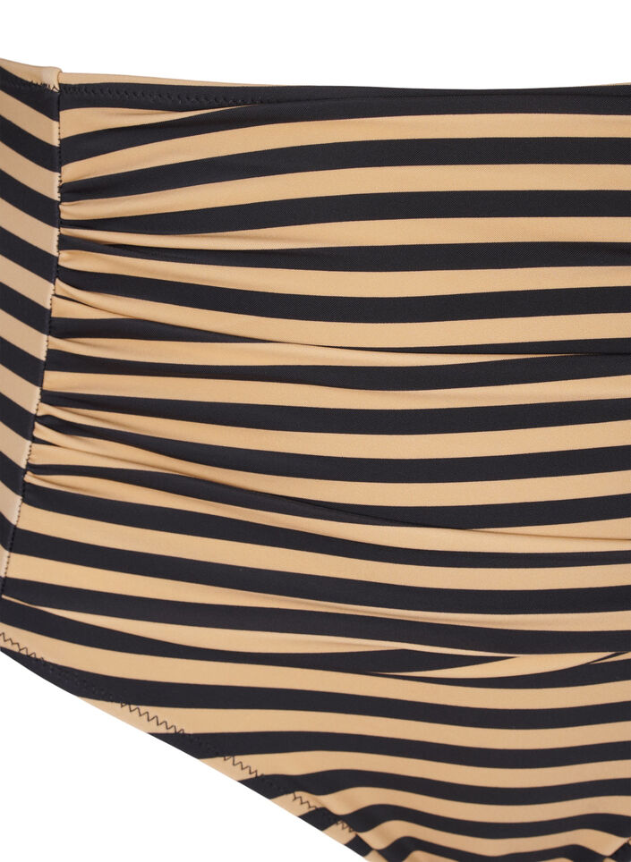 Culotte de bikini taille haute &agrave; rayures, Camel, Packshot image number 2