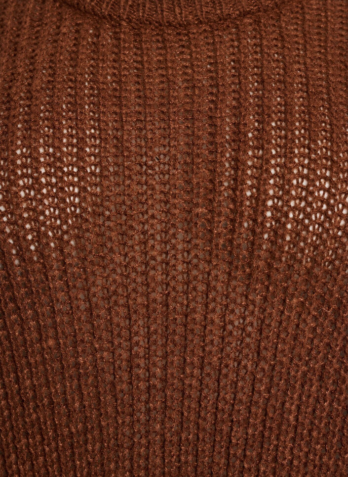 Gebreide blouse met franjes aan de achterkant, Bruin, Packshot image number 2