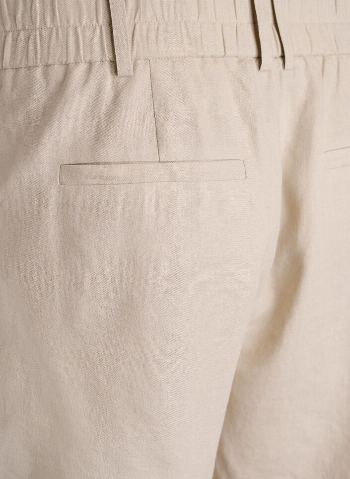 Bermuda shorts met hoge taille in linnen en viscose, Beige, Packshot image number 3