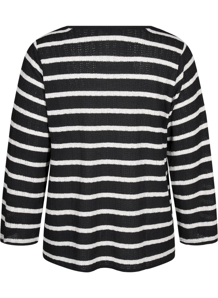 Cardigan avec liens, Black White stripe, Packshot image number 1