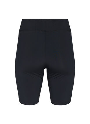 Lange strakke sport shorts met logo, Black, Packshot image number 1