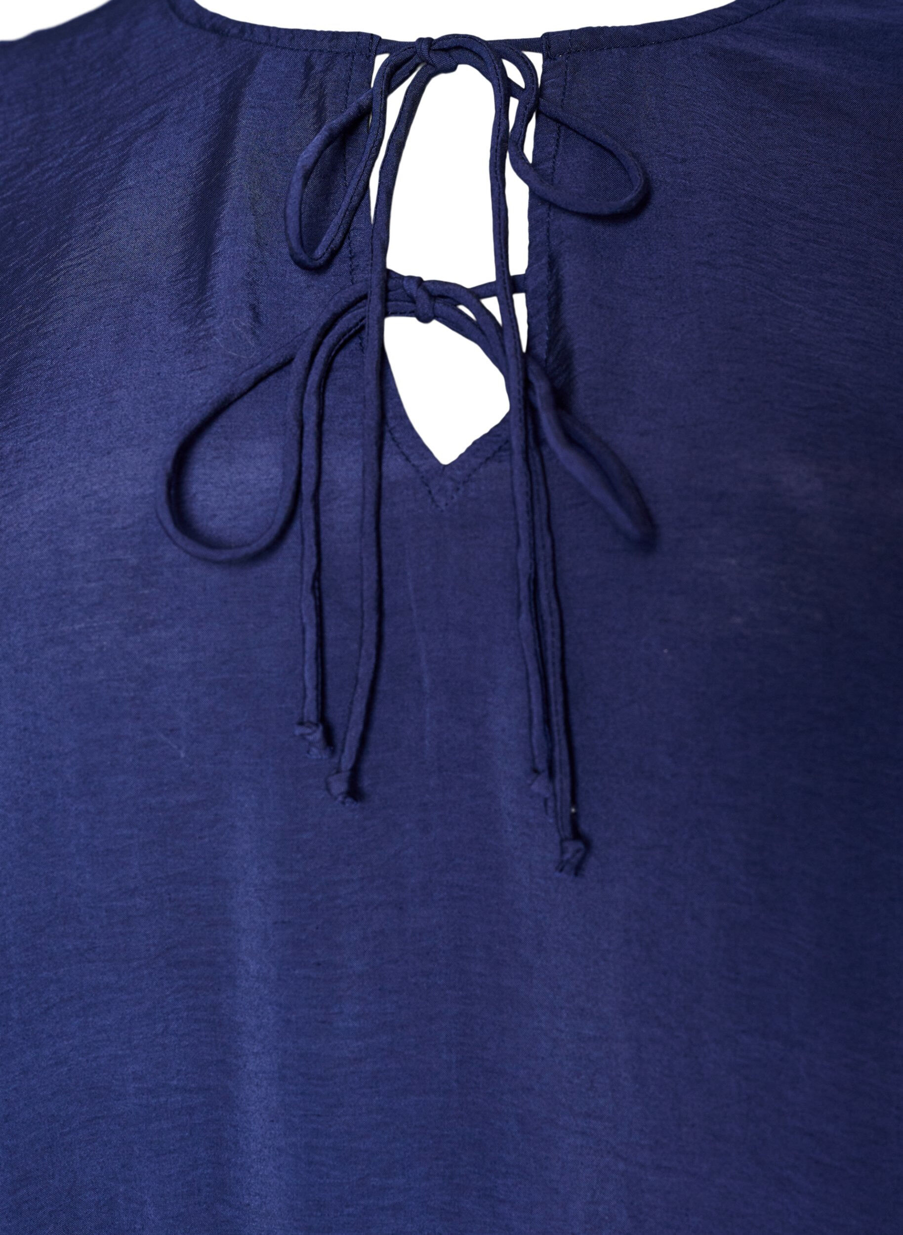 ZizziRobe en viscose avec volants et liens &agrave; nouer, Bleu, Packshot image number 2