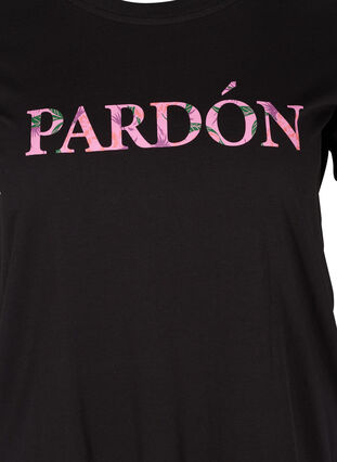 T-shirt coton avec joli imprimé , Black, Packshot image number 2