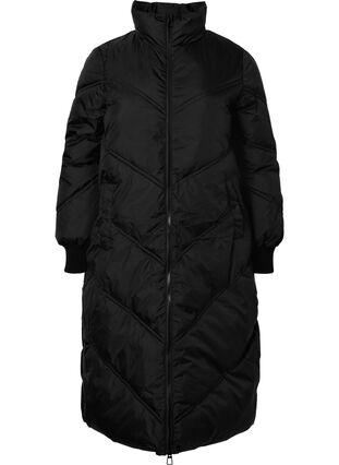 Lange puffer winterjas, Black, Packshot image number 0