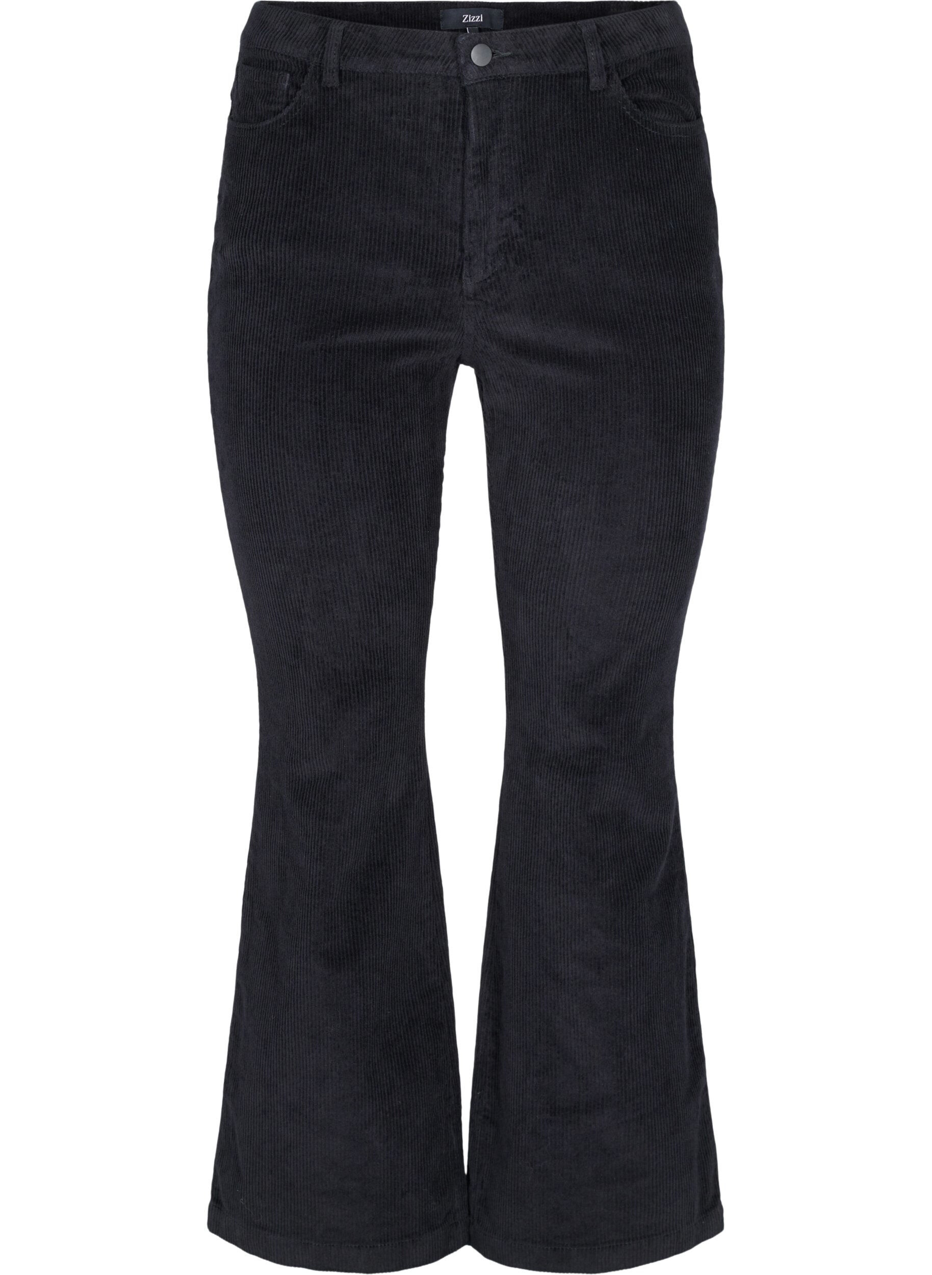 Zizzi Pantalon en velours &agrave; coupe bootcut, Black, Packshot image number 0
