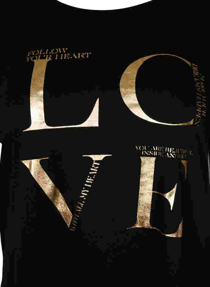 T-shirt en coton à manches courtes avec imprimé, Black Love, Packshot image number 2