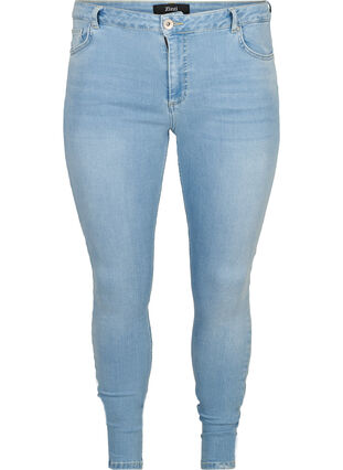 Super slim fit Amy jeans met hoge taille, Light blue denim, Packshot image number 0