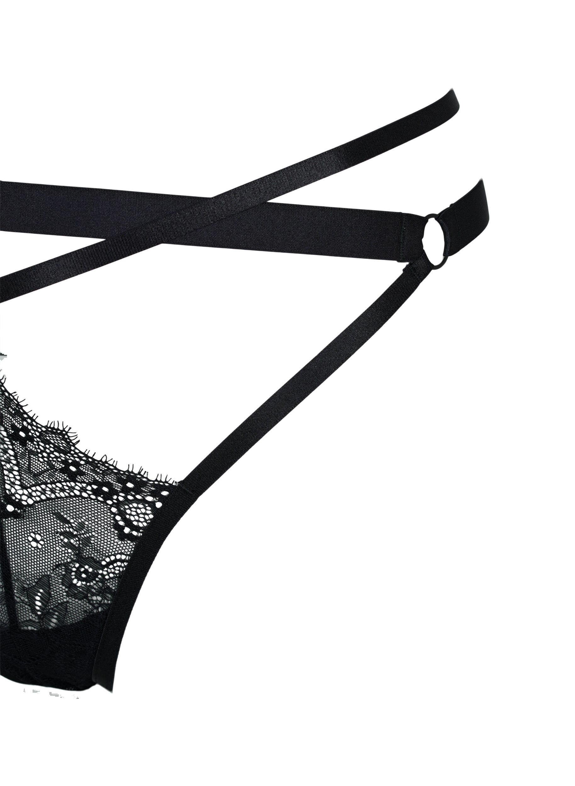 Zizzi String avec ficelle et dentelle, Black, Packshot image number 3