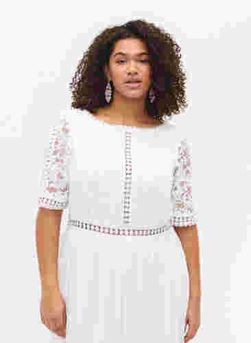 Maxi-jurk met rugdecolleté en korte mouwen, Bright White, Model image number 2