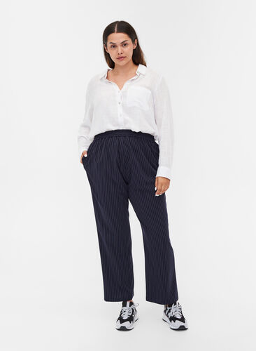 Pantalon rayé avec poches, Night Sky, Model image number 0