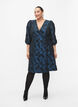 Jacquard wikkeljurk met 3/4 mouwen, Black Blue, Model image number 3