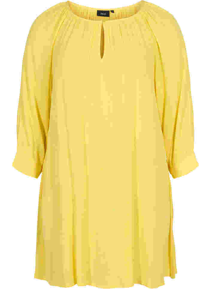 Viscose tuniek met 3/4 mouwen , Primrose Yellow, Packshot image number 0