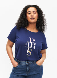 T-shirt en coton avec imprimé texte, Medieval B. w. Paris, Model