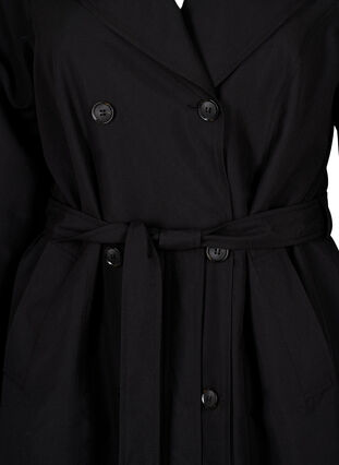 Trench-coat avec ceinture et fente, Black, Packshot image number 2