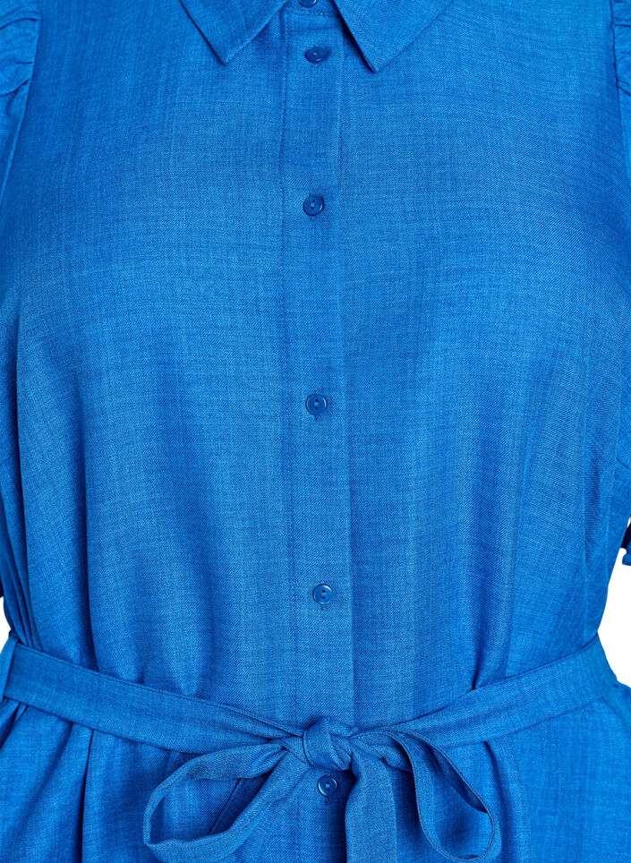 Robe chemise mi-longue avec ceinture à nouer, Bleu intense, Packshot image number 2