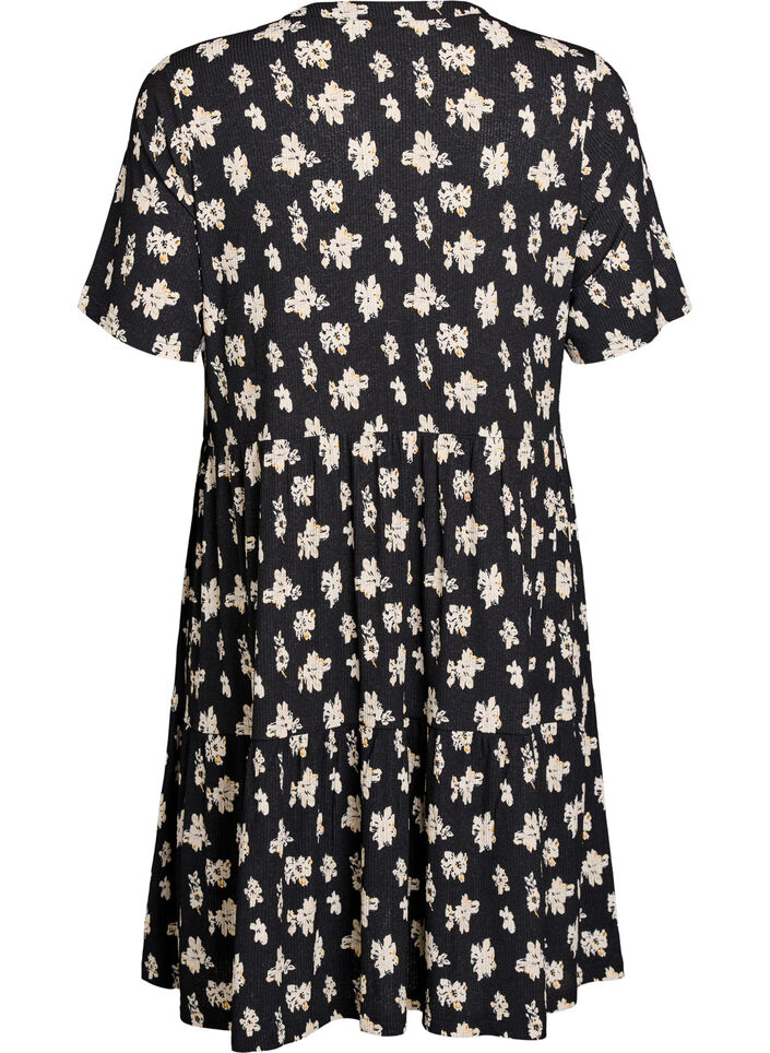 Robe &agrave; motifs avec empi&egrave;cements, Noir, Packshot image number 1