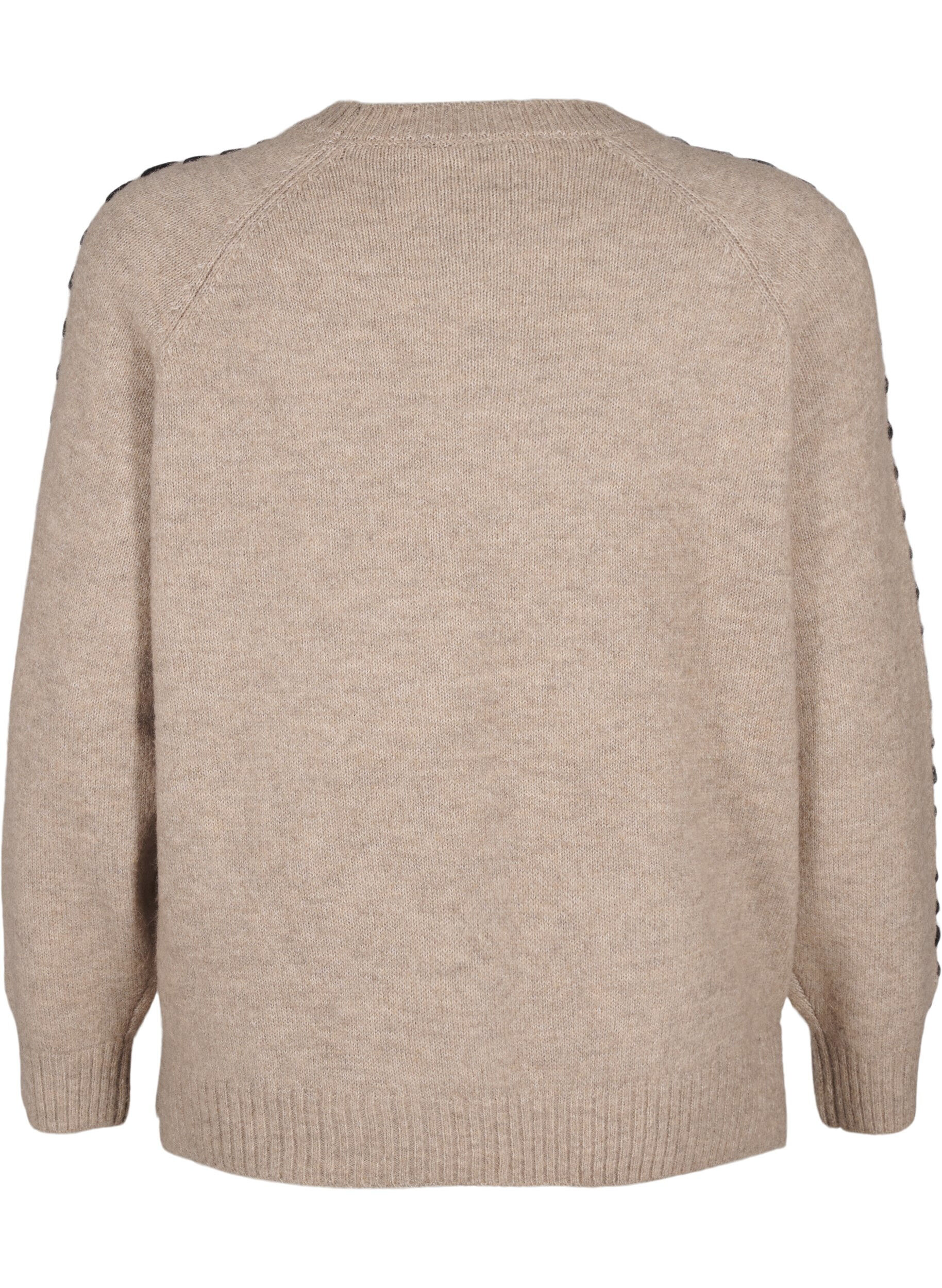 ZizziGebreide blouse met stiksels, Desert T.Wh.Mel.Comb, Packshot image number 1