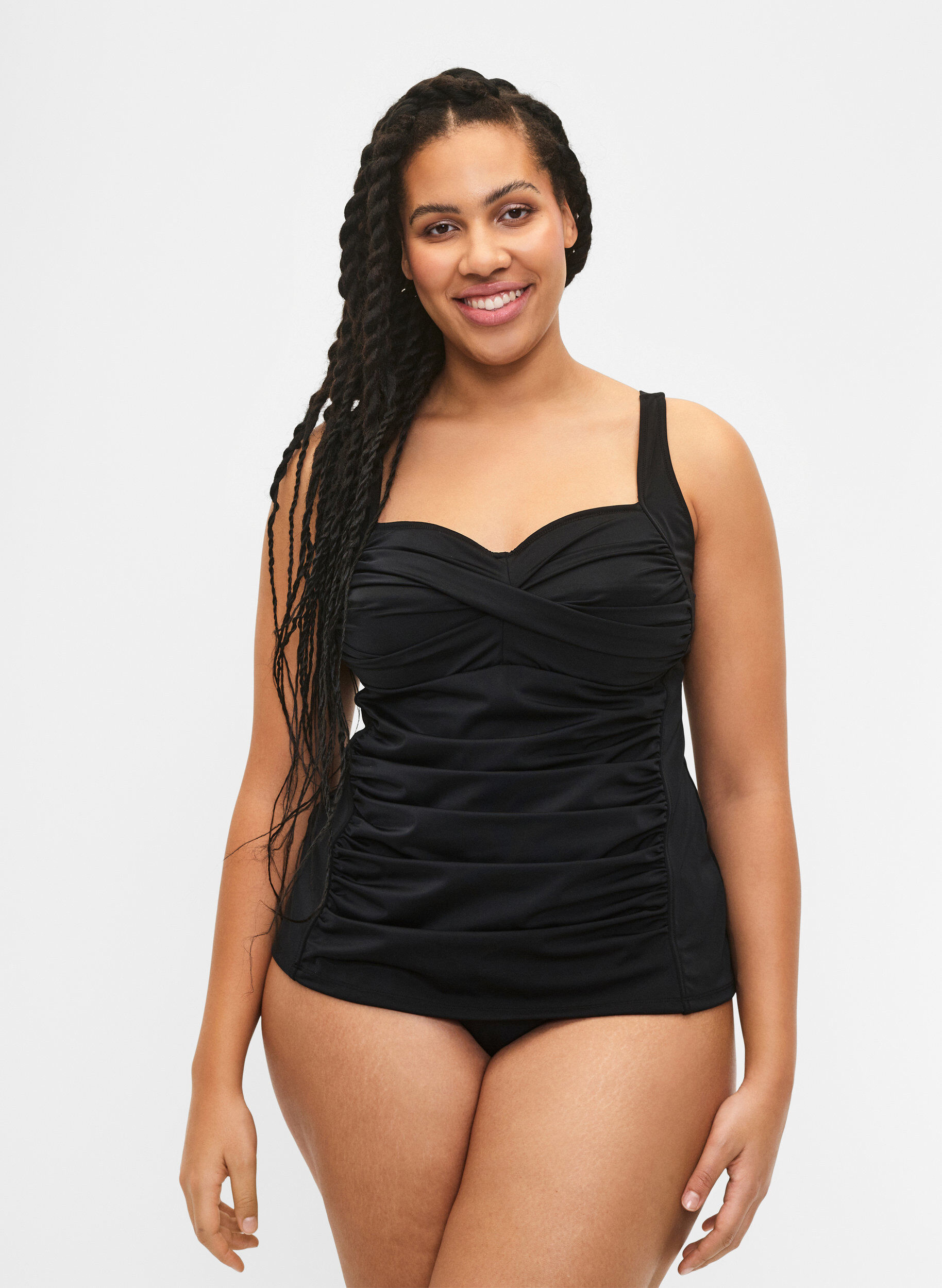 Zizzi Tankini drap&eacute;, Noir, Model image number 1