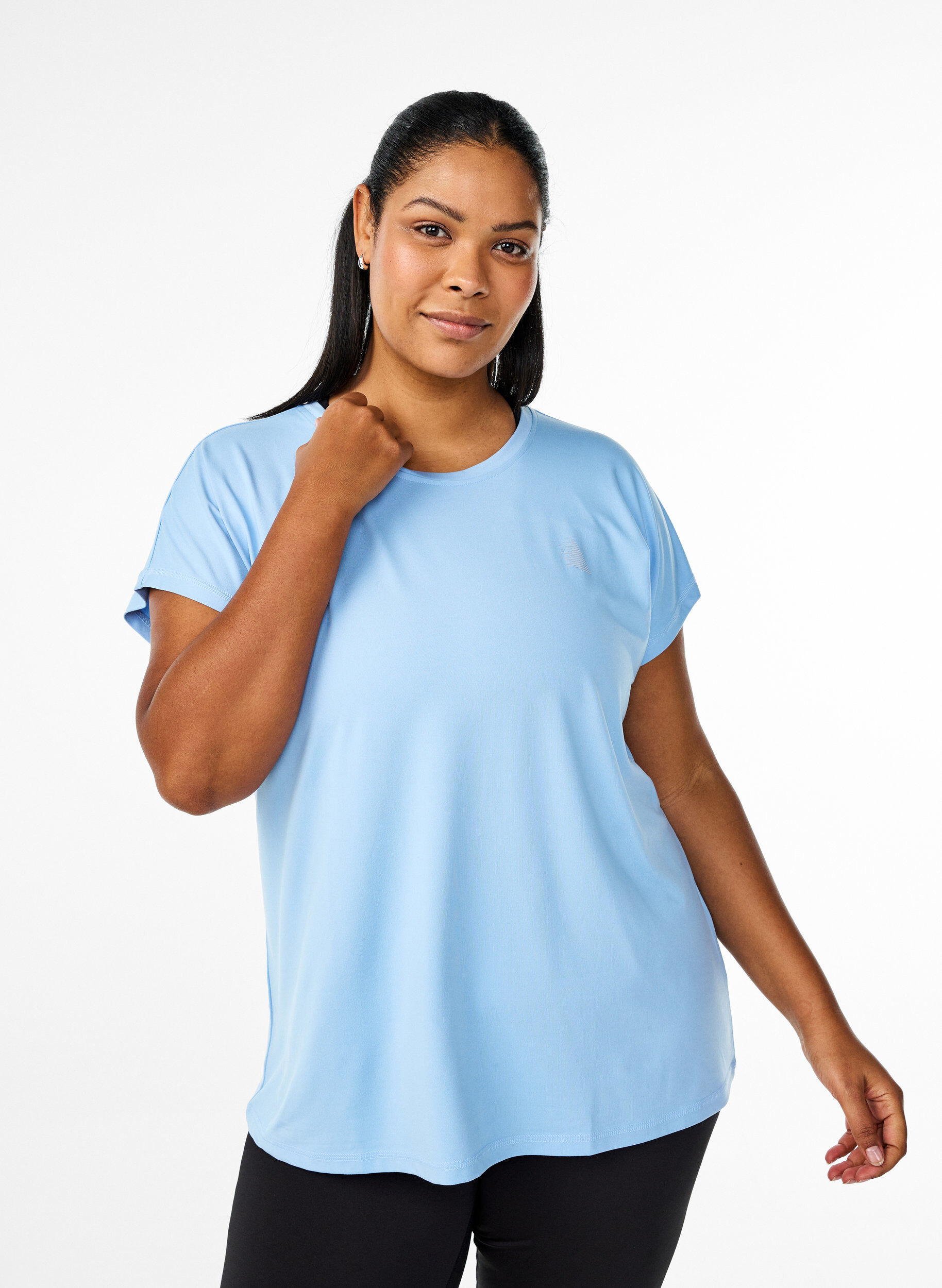 Zizzi T-shirt de sport uni, Bleu, Model image number 0
