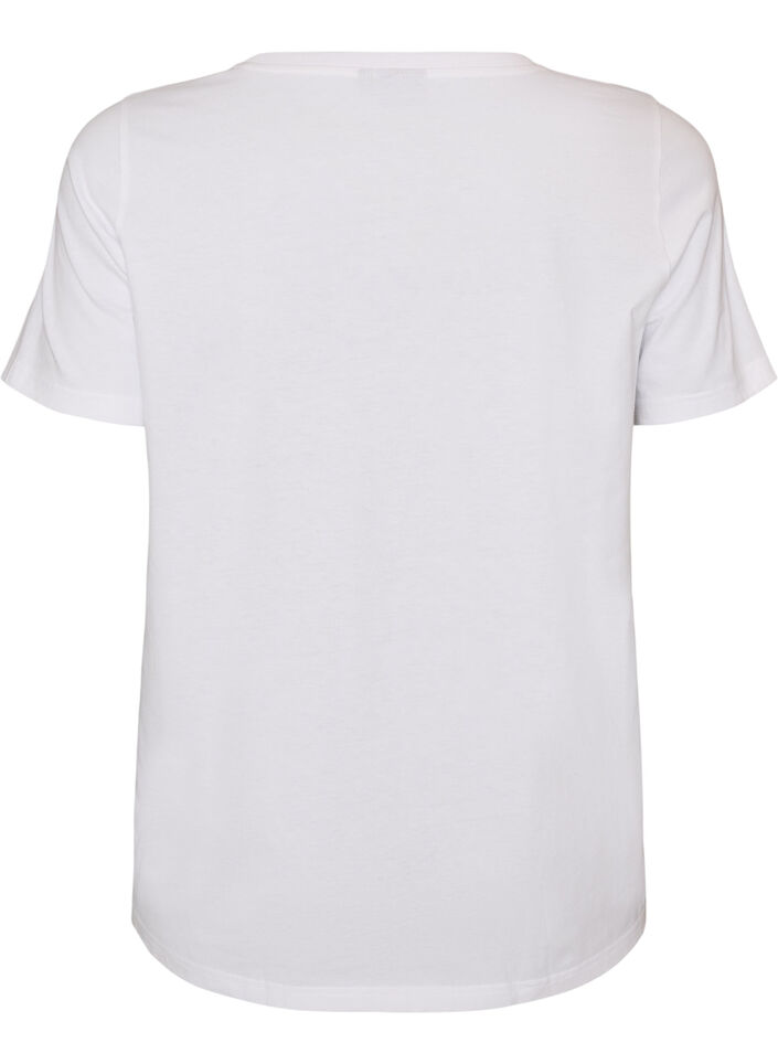 Katoenen T-shirt met print op de borst, Wit, Packshot image number 1