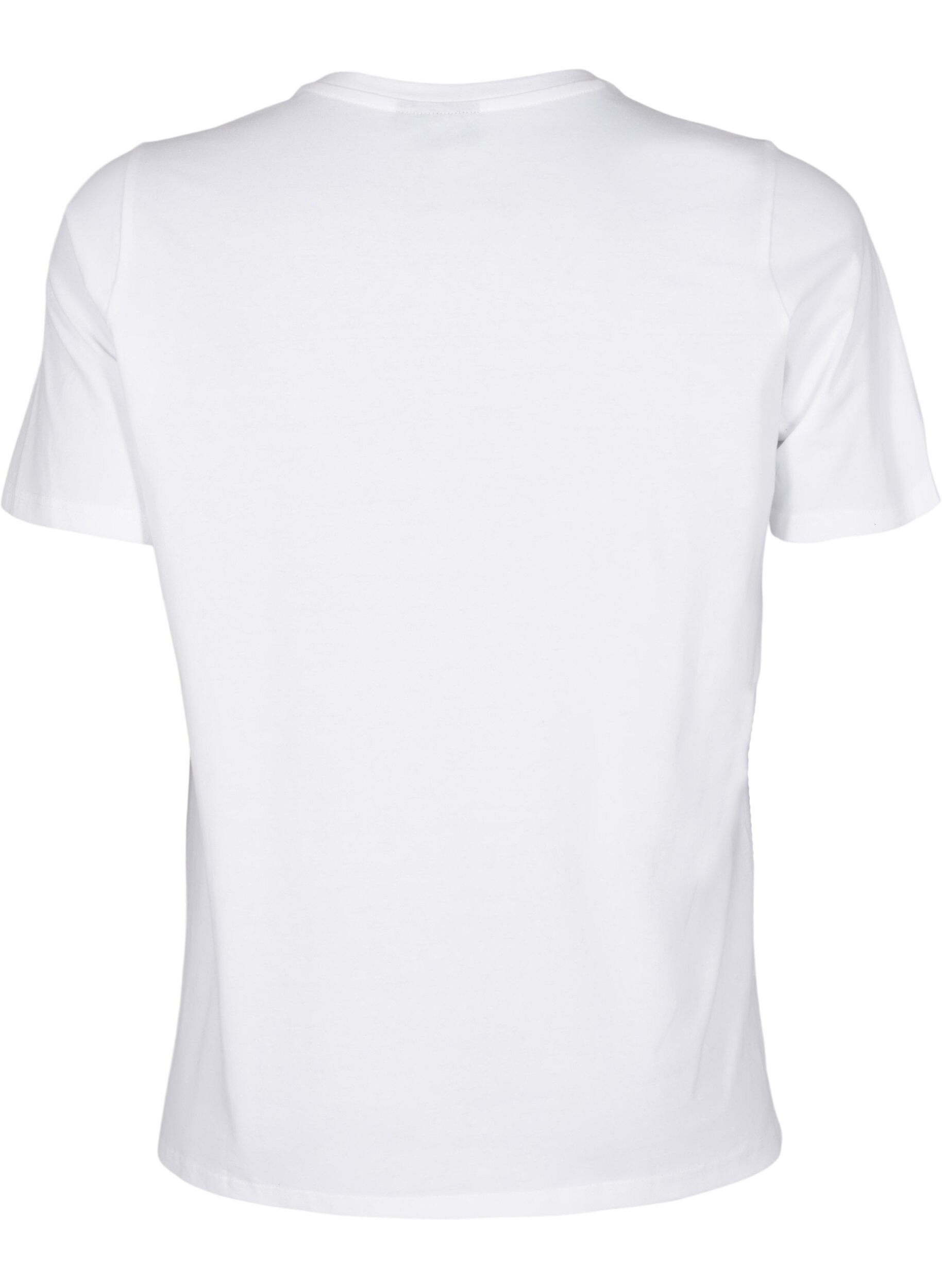 ZizziT-shirt met ronde hals en strass-steentjes, Bright White, Packshot image number 1