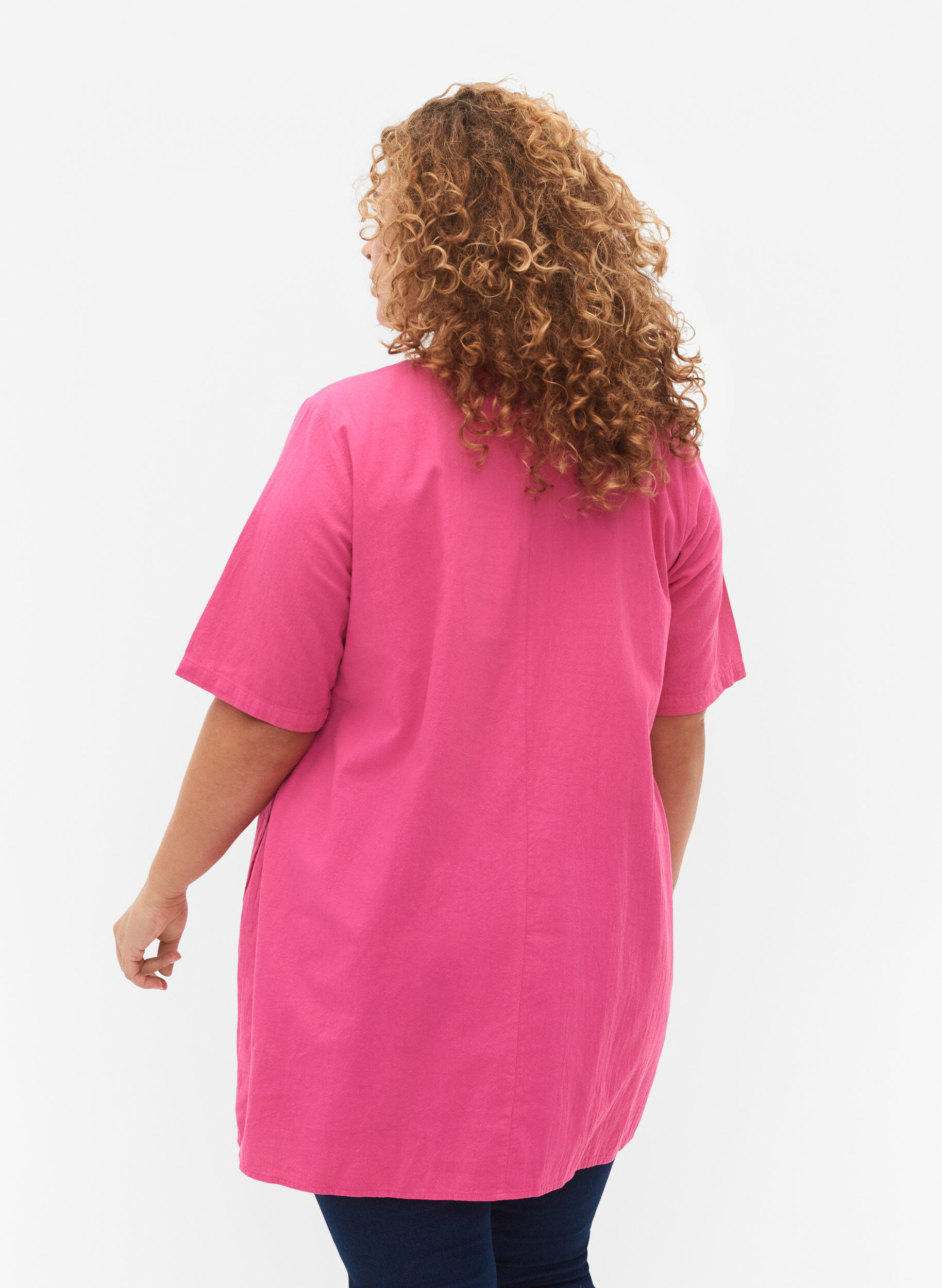 ZizziFLASH - Tuniek met korte mouwen in katoen, Raspberry Rose, Model image number 1