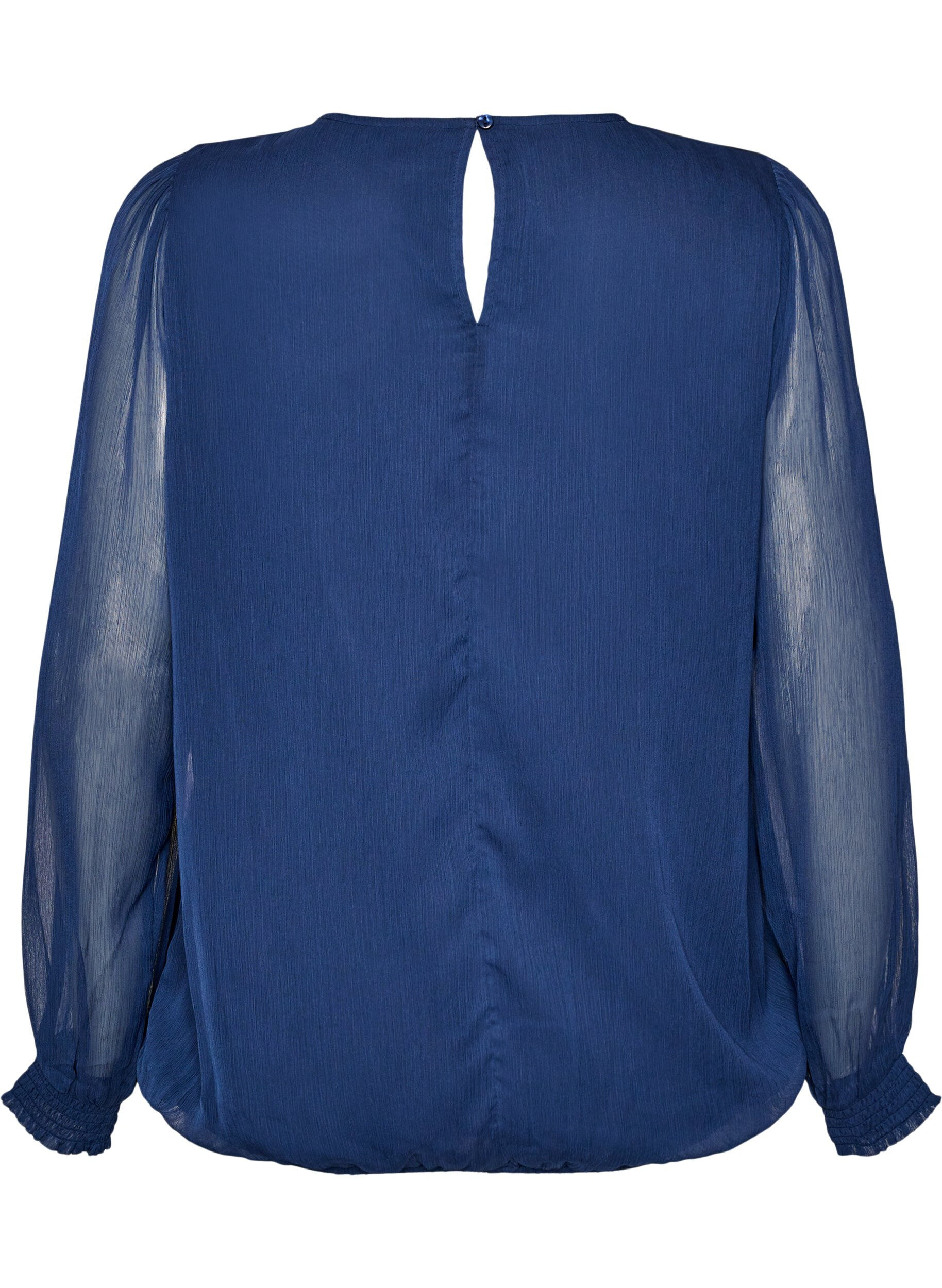 ZizziBlouse en mousseline avec manches transparentes, Bleu, Packshot image number 1