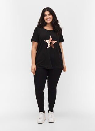T-shirt à manches courtes avec imprimé, Black w. star copper, Model image number 2