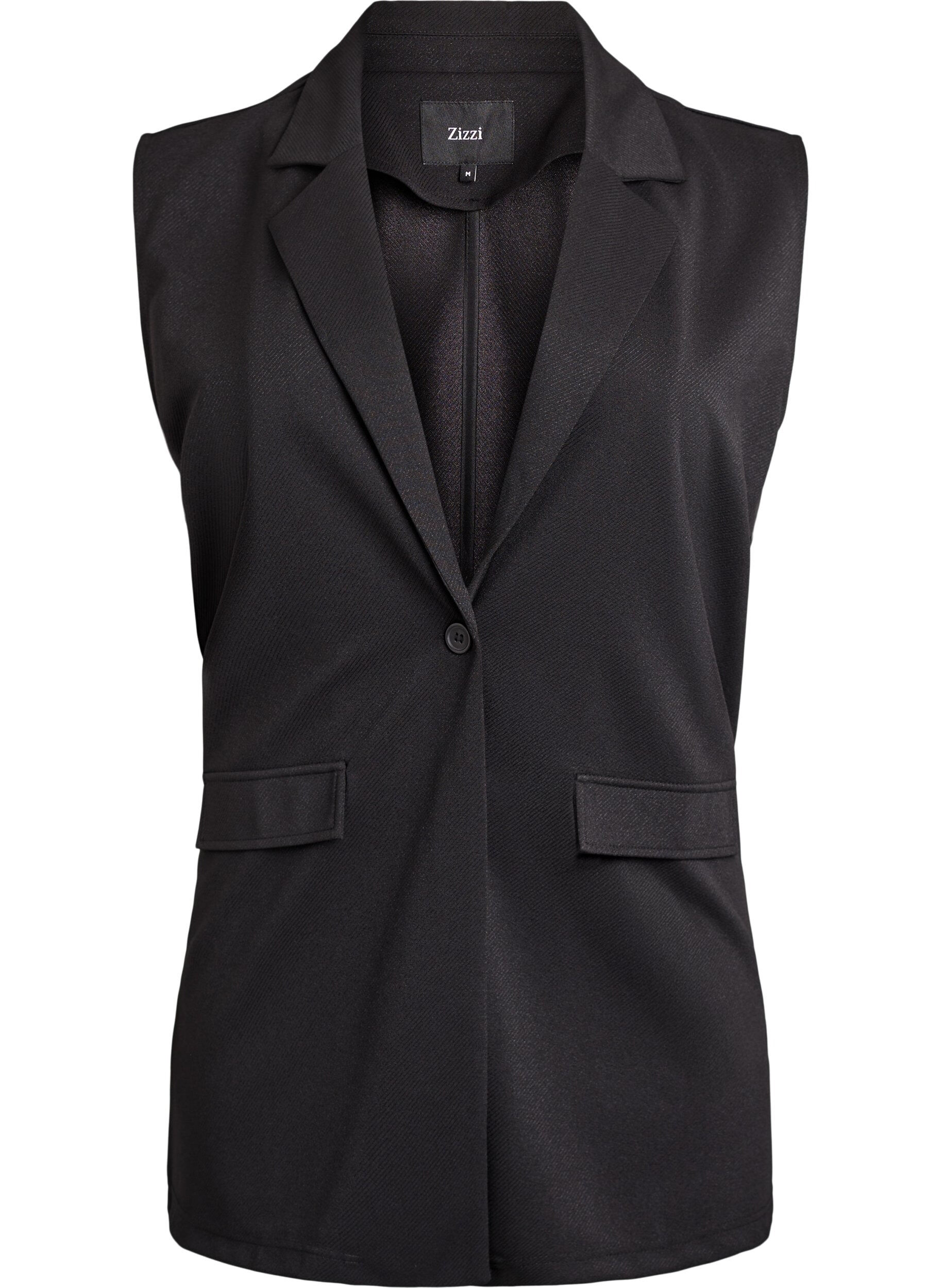 Zizzi Gilet blazer avec revers classiques, Noir, Packshot image number 0