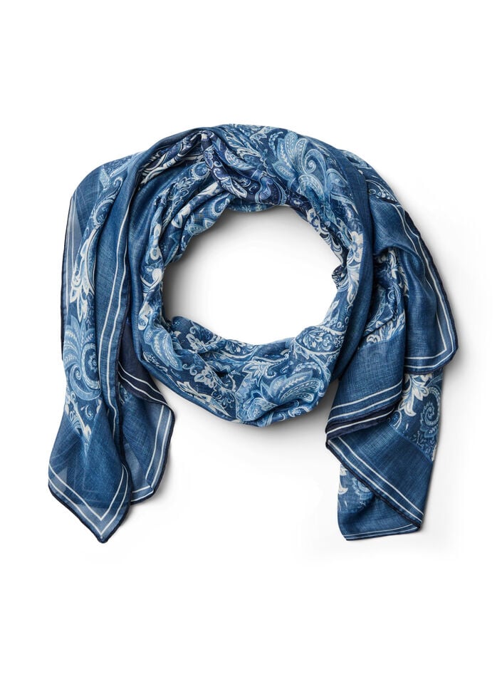 Lange sjaal met patroon, Blauw, Packshot image number 0