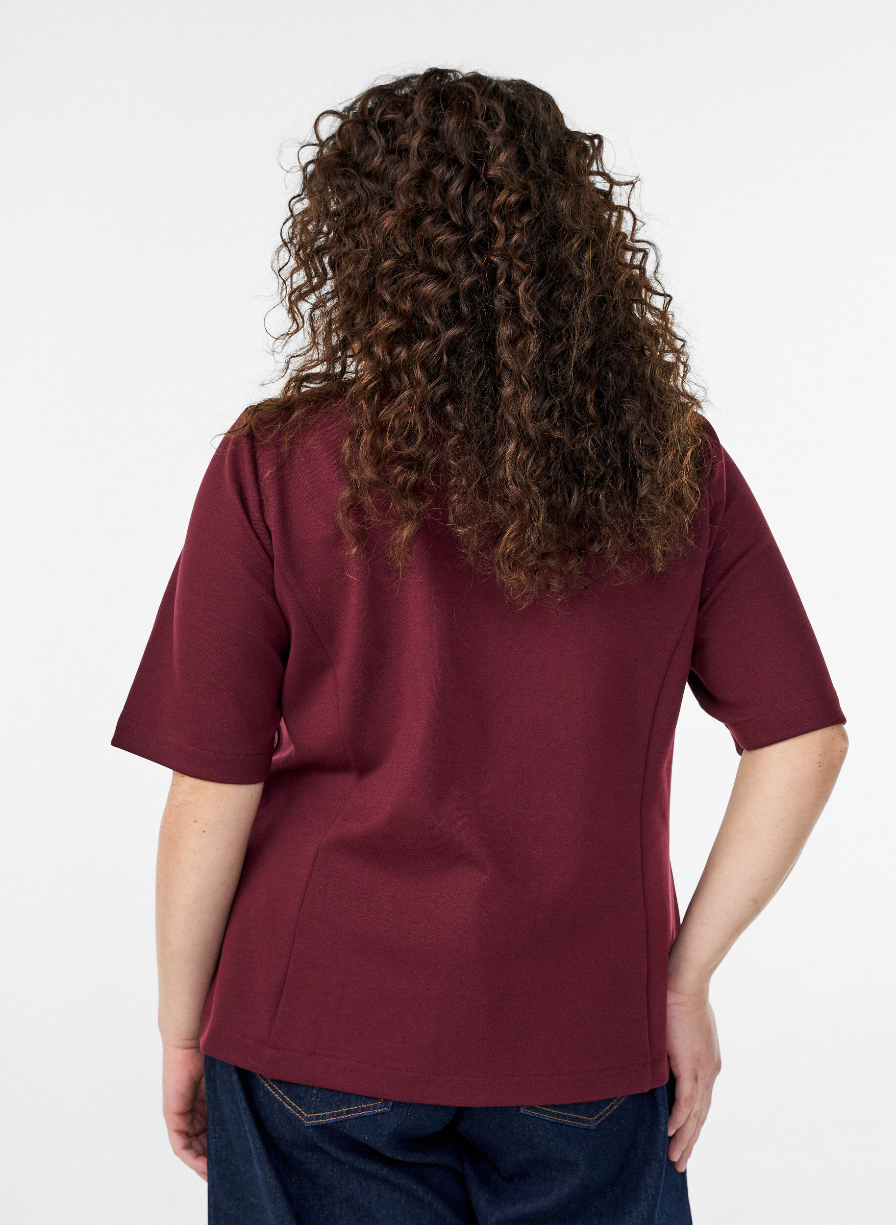 ZizziBlouse met asymmetrisch wikkeleffect en korte mouwen, Rood, Model image number 2
