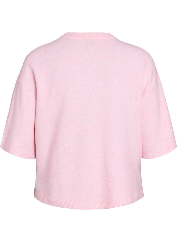 Chemisier tricot&eacute; ample &agrave; manches courtes, Rose, Packshot image number 1