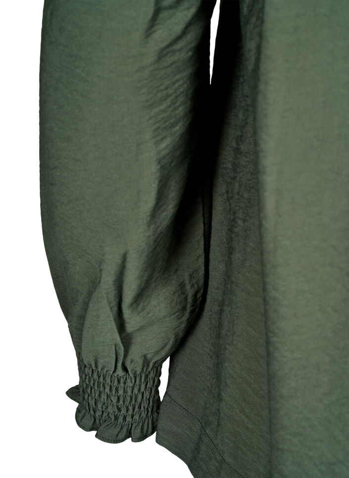 Blouse met rucheskraag, Groen, Packshot image number 3