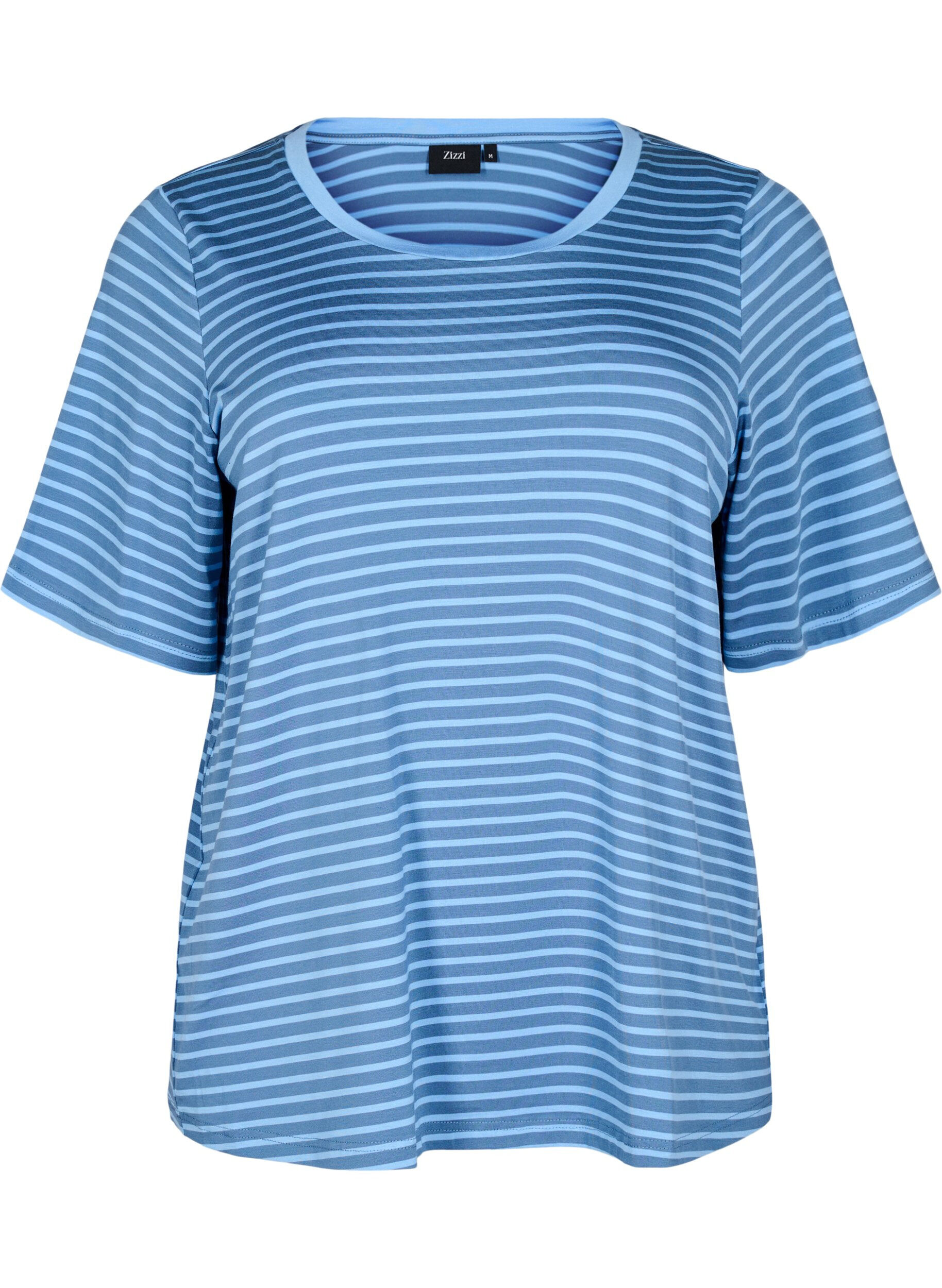 ZizziT-shirt met TENCEL&trade; Lyocell en strepen, Blauw, Packshot image number 0