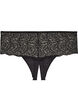 String hipster ouvert taille haute avec dentelle, Noir, Packshot image number 1