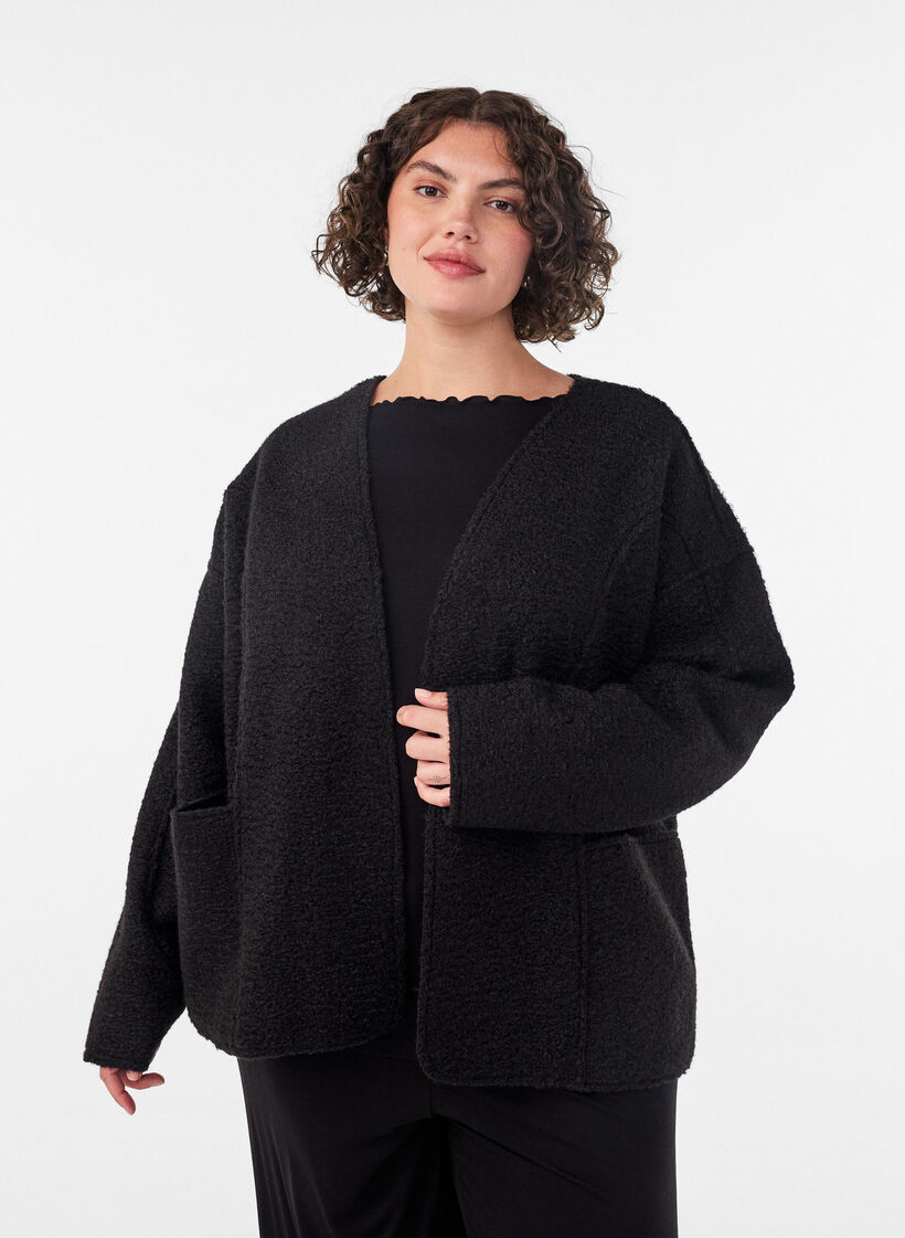 Losvallend vest met zakken, Zwart, Model image number 0