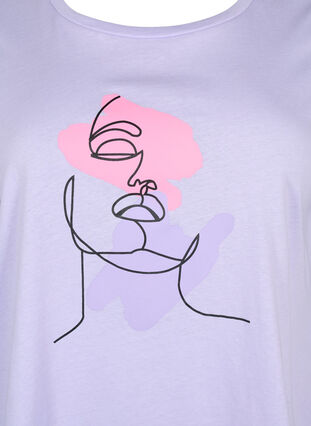 T-shirt en coton à col rond et imprimé, Lavender FACE, Packshot image number 2