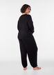 Pantalon de pyjama ample en viscose avec une taille &eacute;lastique, Noir, Model image number 1