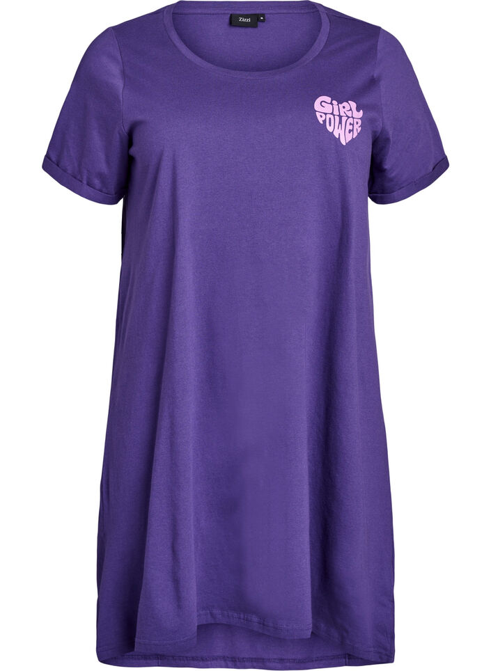 Chemise de nuit &agrave; manches courtes en coton biologique, Violet, Packshot image number 0