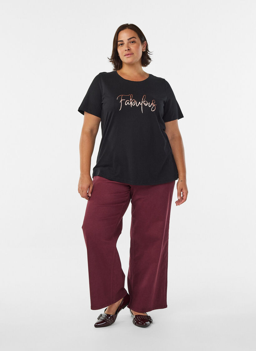 T-shirt met print, Zwart, Model image number 1