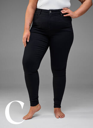 Super smalle jeans met hoge taille, Black, Model image number 6
