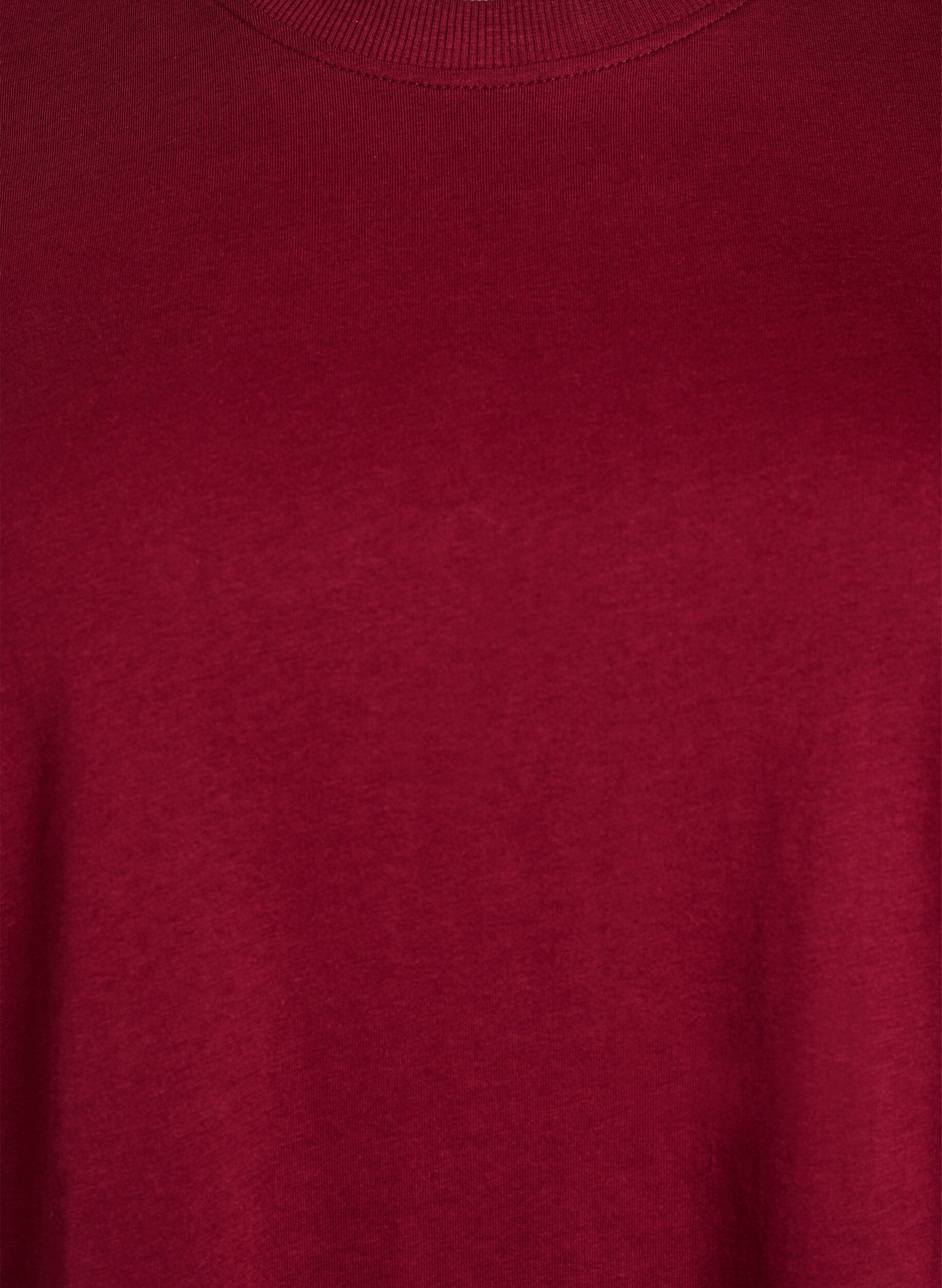 ZizziT-shirt basique en coton &agrave; col rond, Bordeaux fonc&eacute;, Packshot image number 2