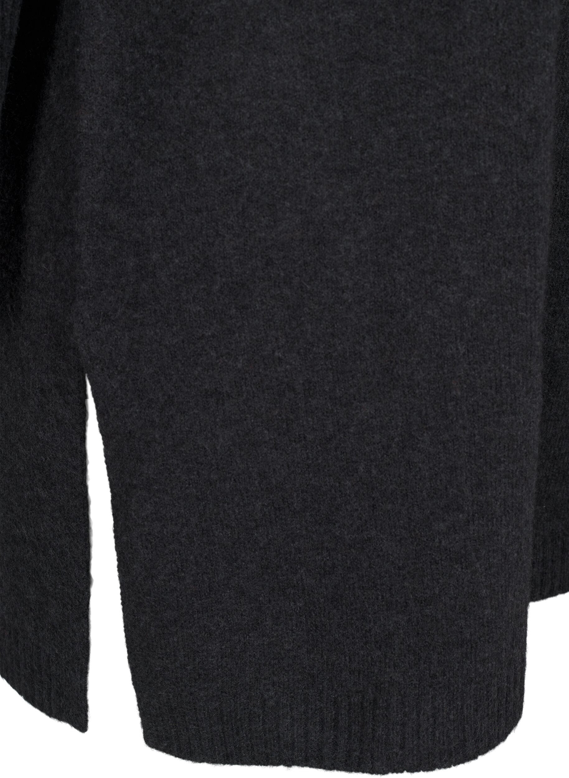 ZizziLange gebreide blouse met lange mouwen, Dark Grey Melange, Packshot image number 3