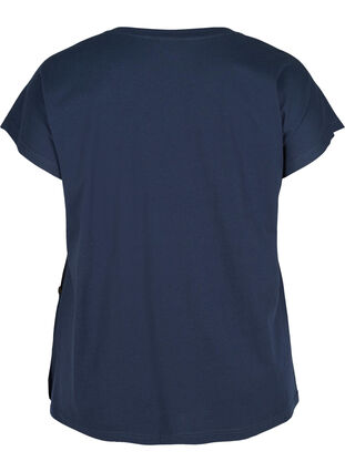 Katoenen t-shirt met knopen, Black Iris, Packshot image number 1