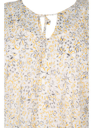 Bedrukte blouse met strikkoord en korte mouwen, Icicle Flower AOP, Packshot image number 2