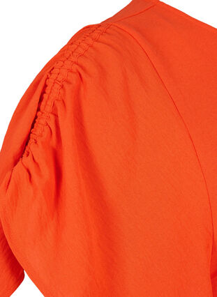 Blouse à manches courtes avec des plis., Orange.com, Packshot image number 3