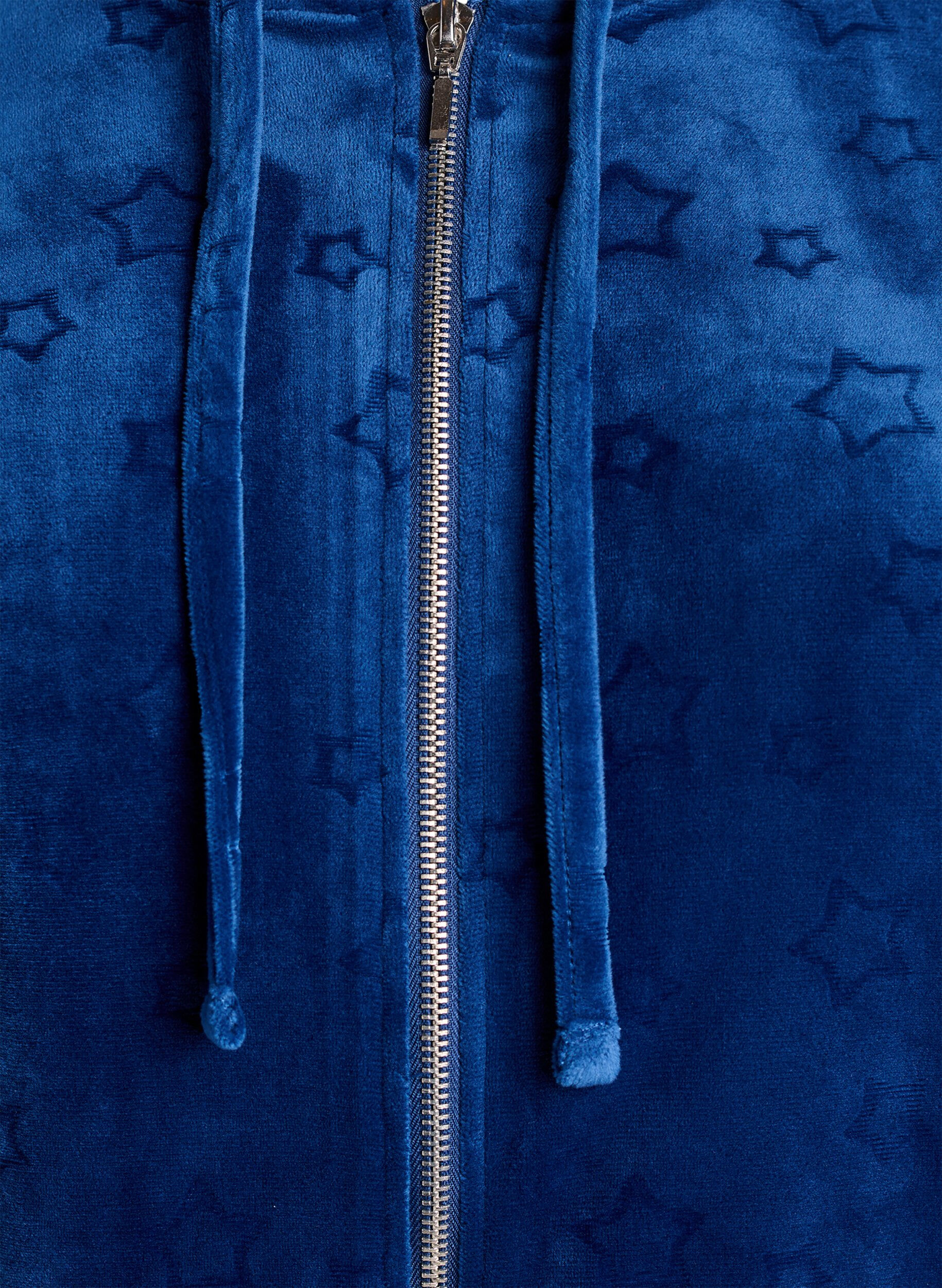 ZizziVelours vest met capuchon en zakken, Blauw, Packshot image number 2