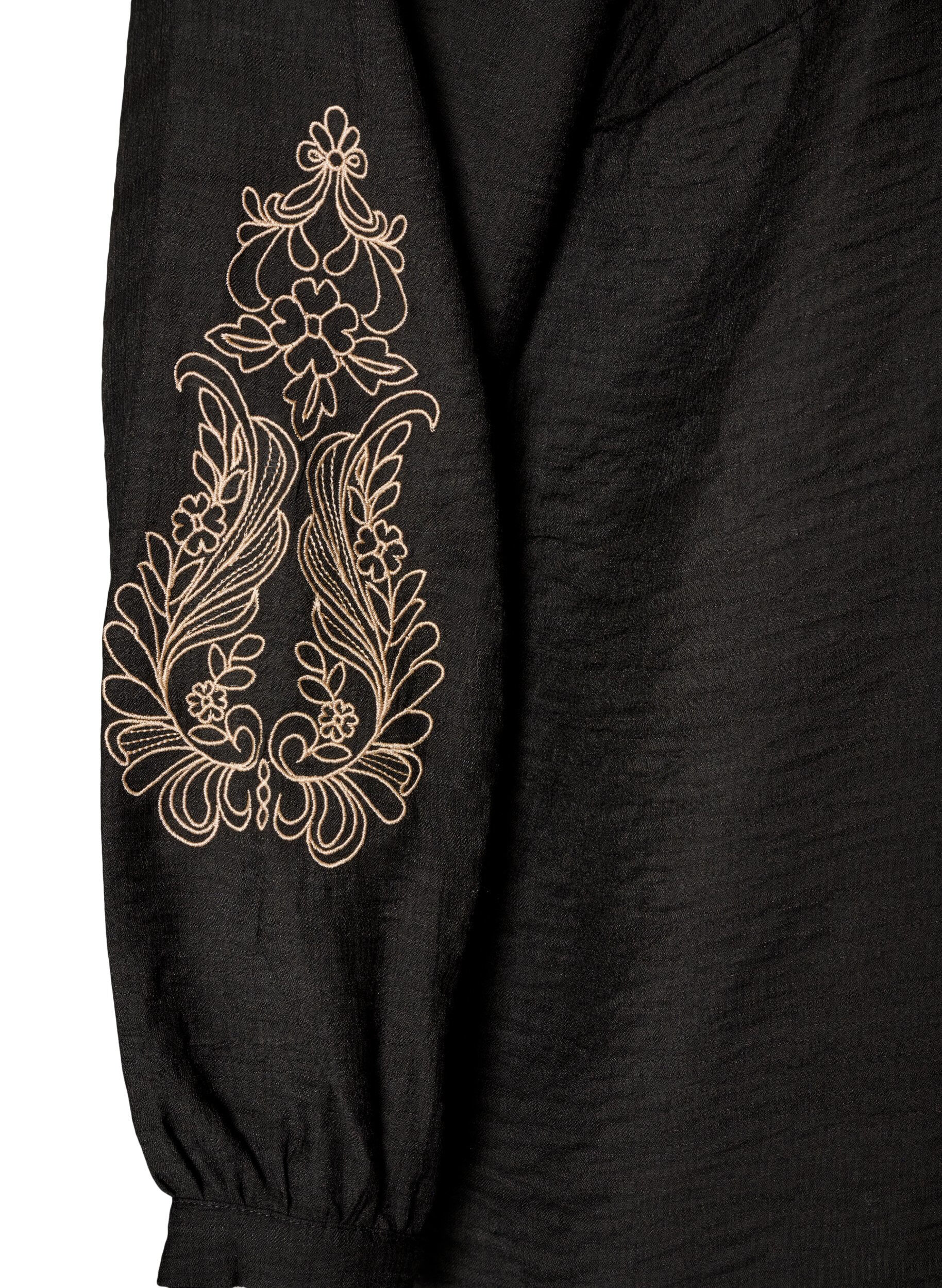 ZizziChemise en viscose avec manches brod&eacute;es, Noir, Packshot image number 3